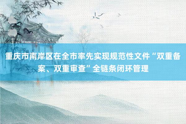 重庆市南岸区在全市率先实现规范性文件“双重备案、双重审查”全链条闭环管理