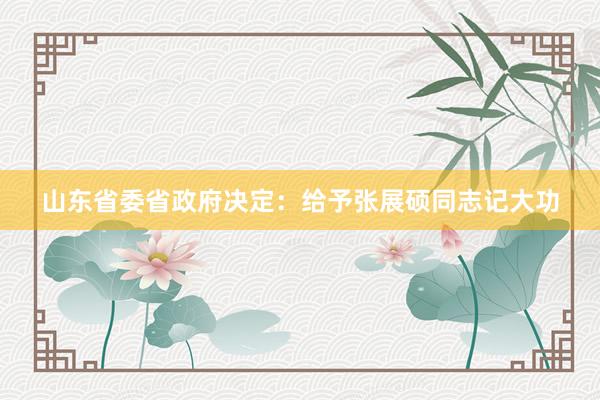 山东省委省政府决定：给予张展硕同志记大功